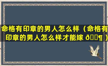 命格有印章的男人怎么样（命格有印章的男人怎么样才能嫁 🐶 ）